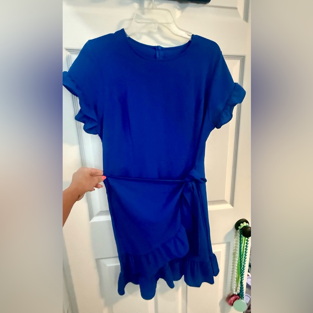 WEEPINLEE Womens Short Sleeve Round Neck Ruffles Wrap Dresses Party Dress